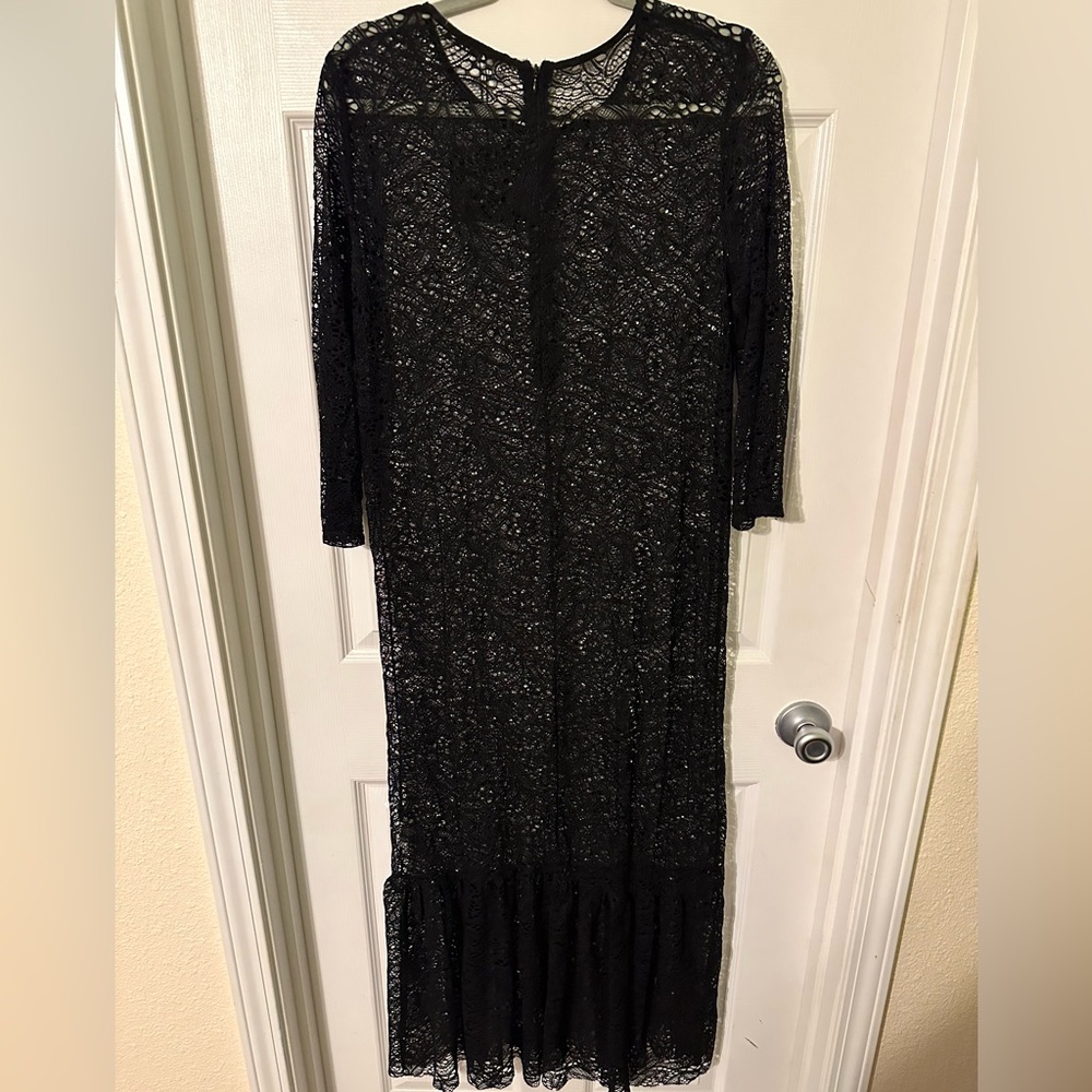 NWT Zara Black 3/4 Sleeve Lace Dress